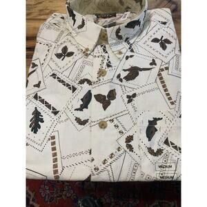 NWT Men's High Sierra Outdoor Theme Long sleeve Button Up‎ Shirt - Brown - M